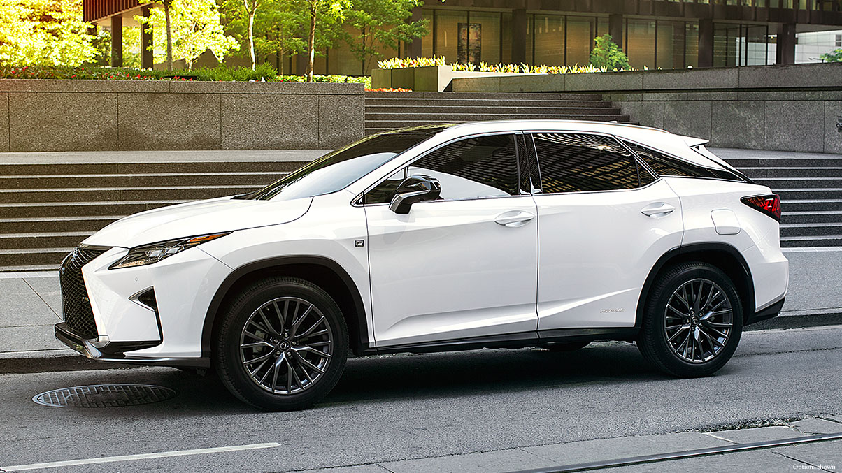 Exterior shot of the 2017 Lexus RX Hybrid shown in Ultra White
